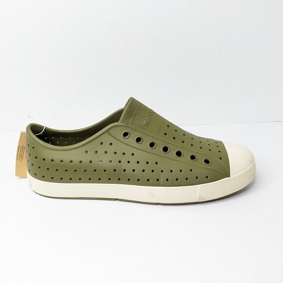 Native Olive Green Slip-On Loafers with White Toe Cap main image 7